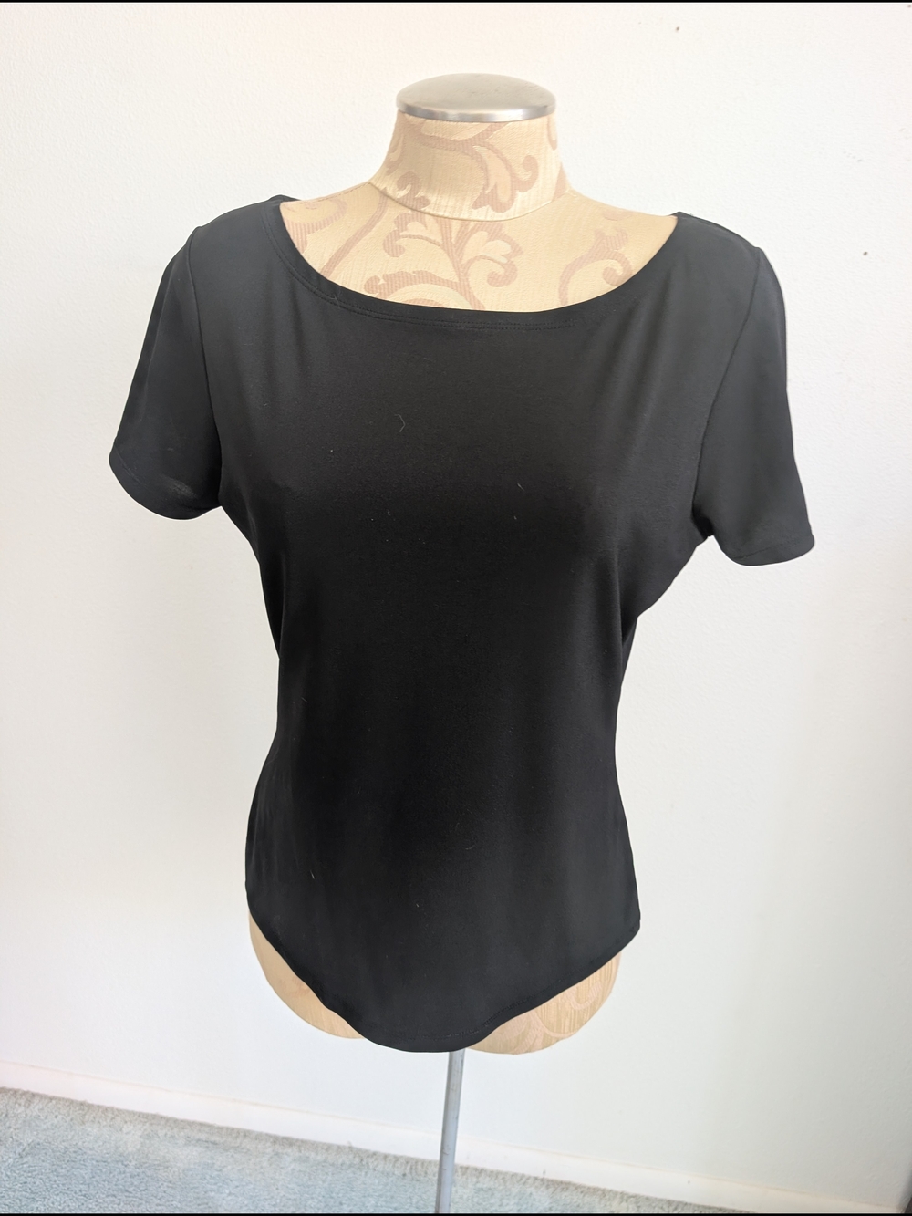Vintage Pat Argenti Black Short Sleeve Scoop Neck Top